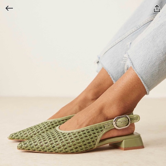 Woven Green Slingbacks - Picture 2 of 4